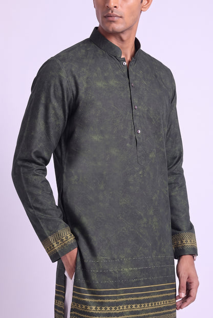 Olive Green Heritage Silk Kurta