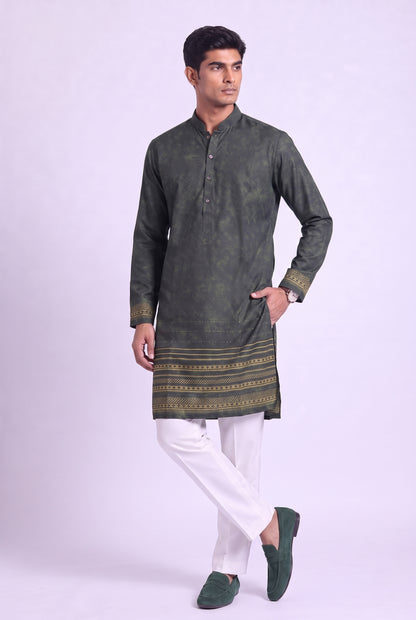 Olive Green Heritage Silk Kurta