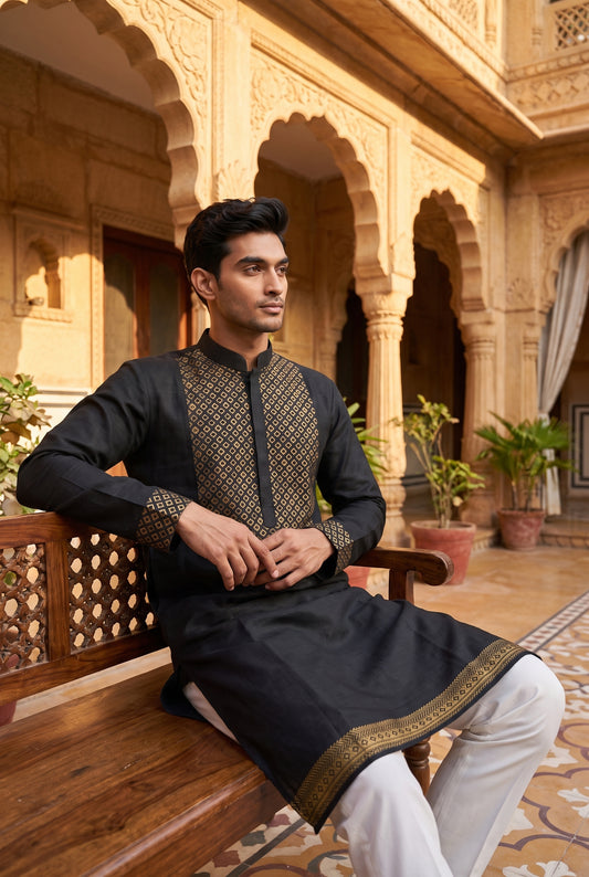 Black Imperial Silk Kurta