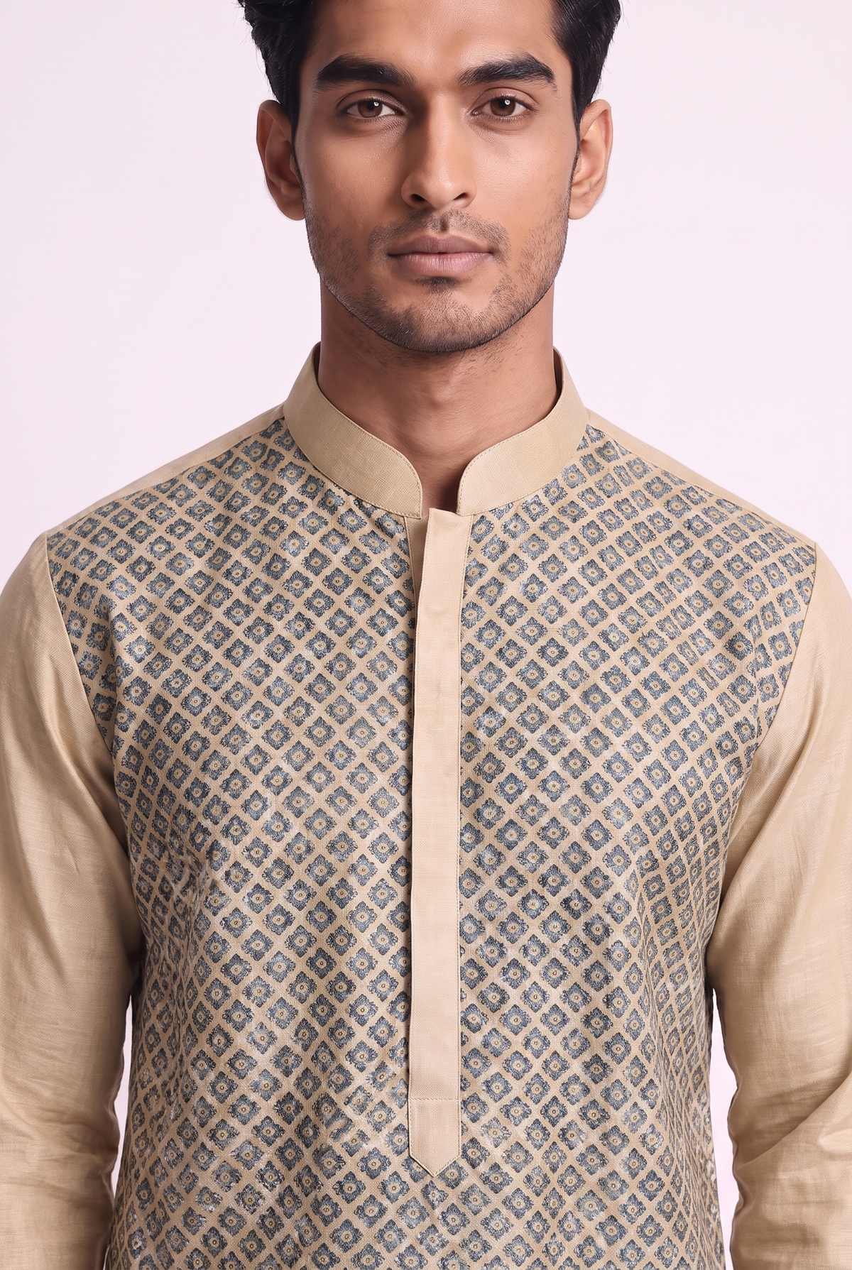 Ivory Mosiac Silk Kurta
