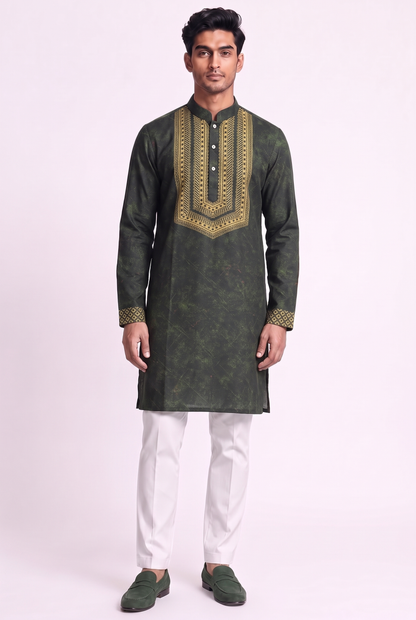 Olive Green Opulent Silk Kurta