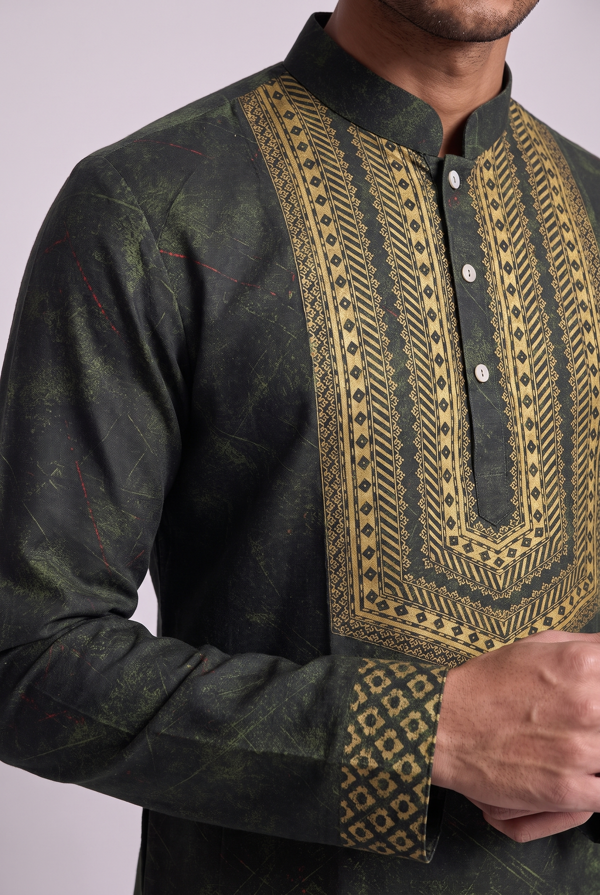 Olive Green Opulent Silk Kurta