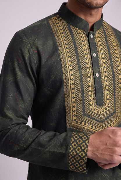 Olive Green Opulent Silk Kurta