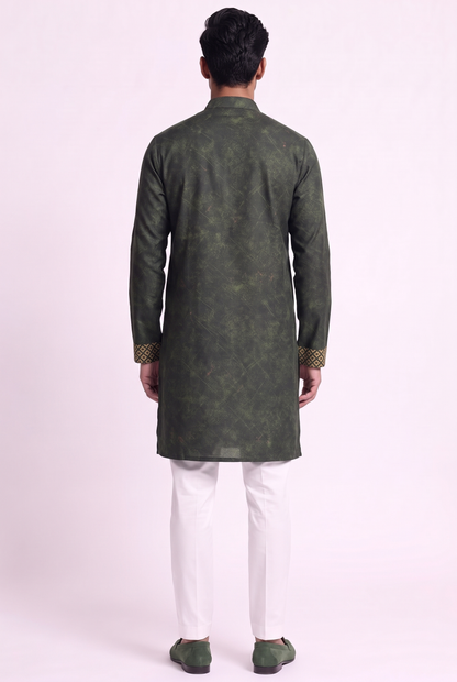 Olive Green Opulent Silk Kurta