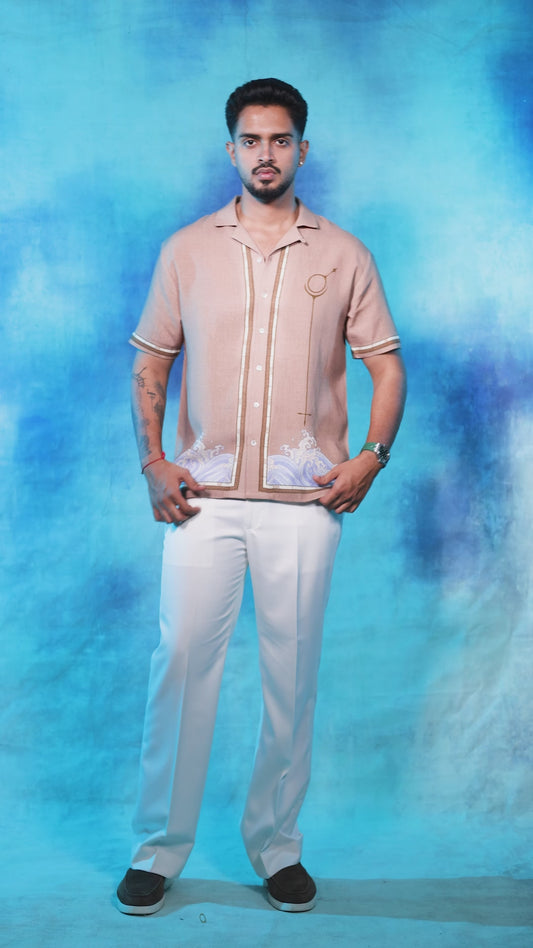 Brown Scorpio Cuban Collar Shirt