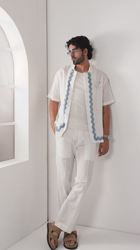 White Antibes Cuban Collar Shirt