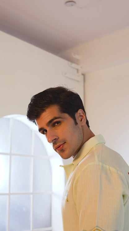 Green Nice Cuban Collar Shirt