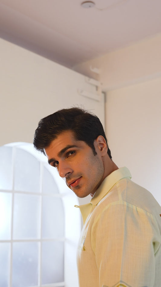 Green Nice Cuban Collar Shirt