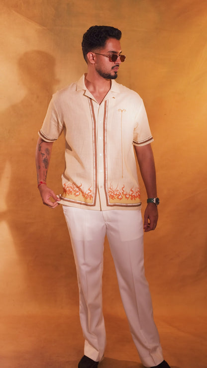 Yellow Aries Cuban Collar Shirt
