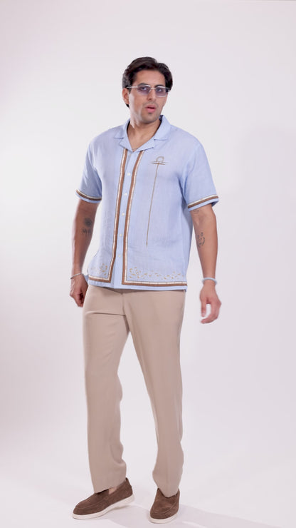 Blue Libra Cuban Collar Shirt