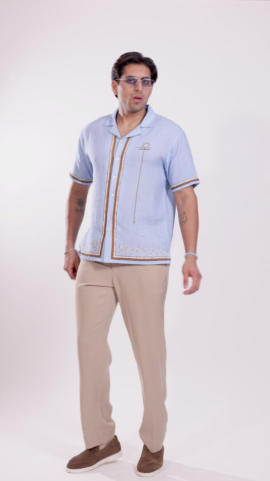 Blue Libra Cuban Collar Shirt