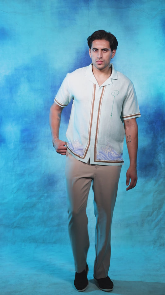 Green Cancer Cuban Collar Shirt
