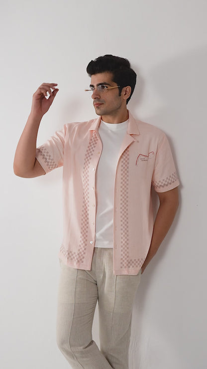 Peach Monaco Cuban Collar Shirt