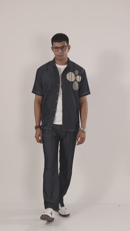 Dark Blue Denim Urban Nomad Patchwork Shirt