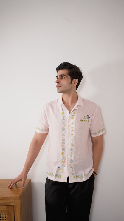Pink Nice Cuban Collar Shirt