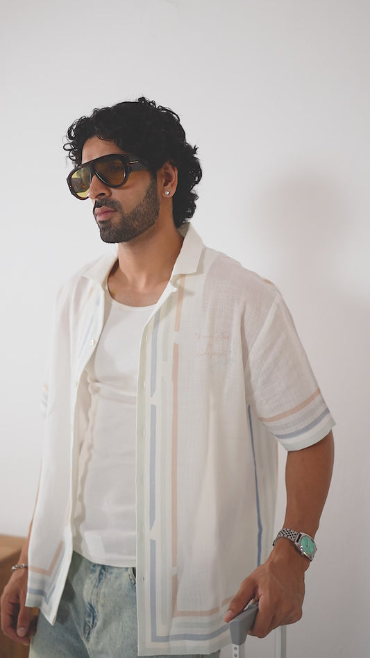 White Azure Cuban Collar Shirt