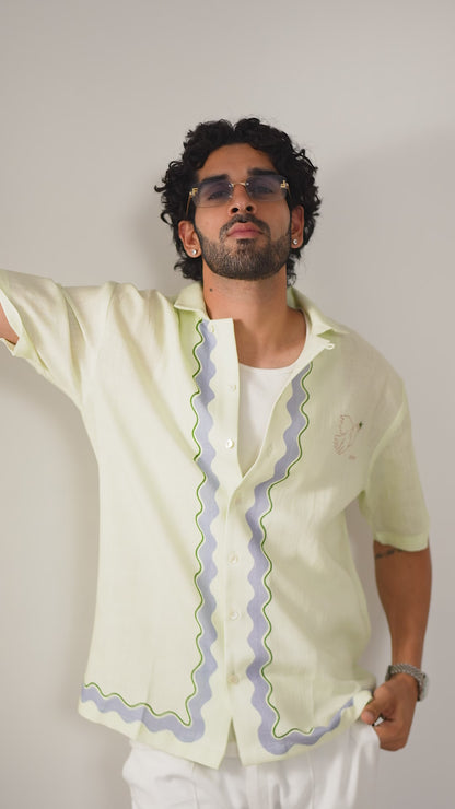 Green Antibes Cuban Collar Shirt