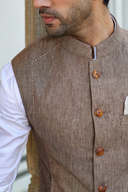 Brown Threadwork Bandi