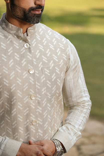 Beige Signature Reversible Moroccon Bandi & Kurta Set